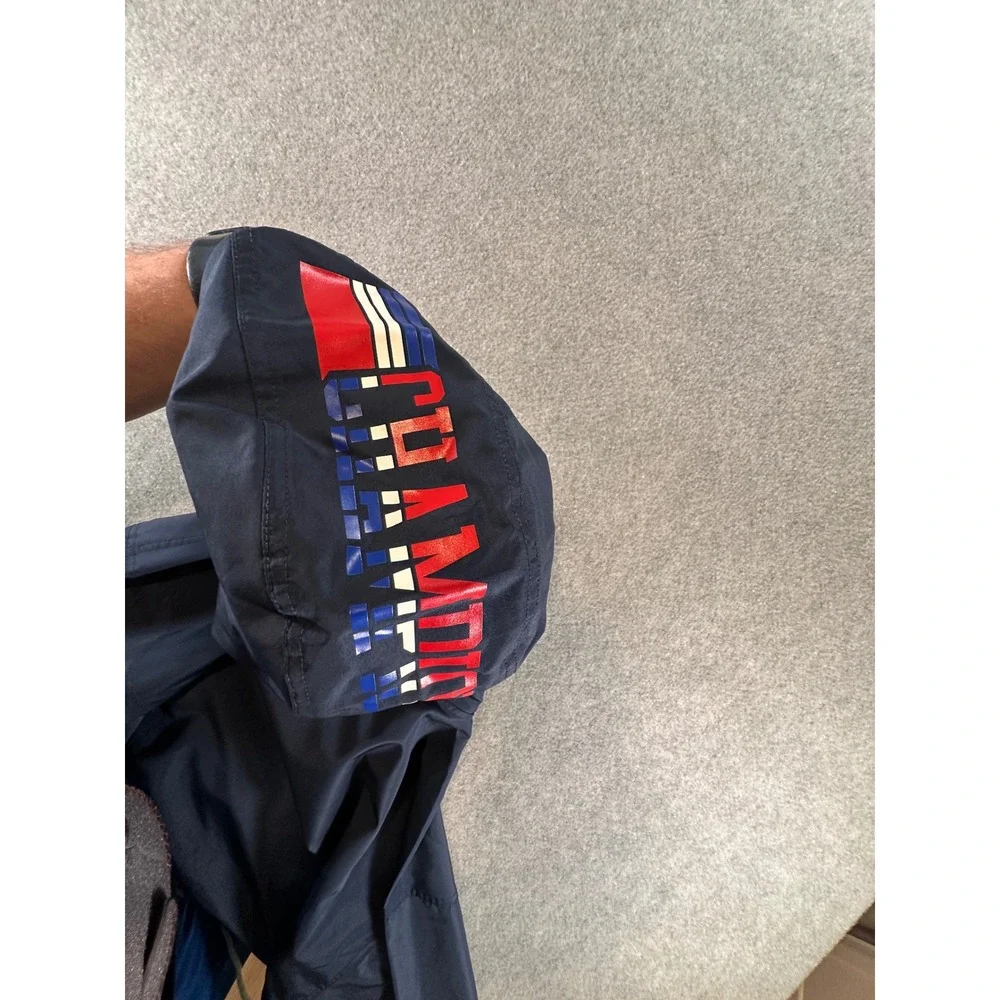 Champion Mens Packable Anorak Windbreaker Jacket Navy Blue Pullover Big C Logo